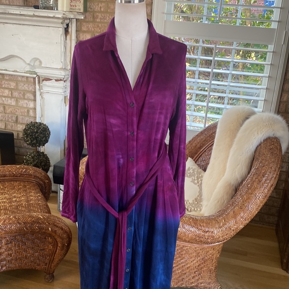 ADYSON PARKER TIE DYE PLUM TART COMBO BELTED DRESS 3X NEW - Picture 8 of 11